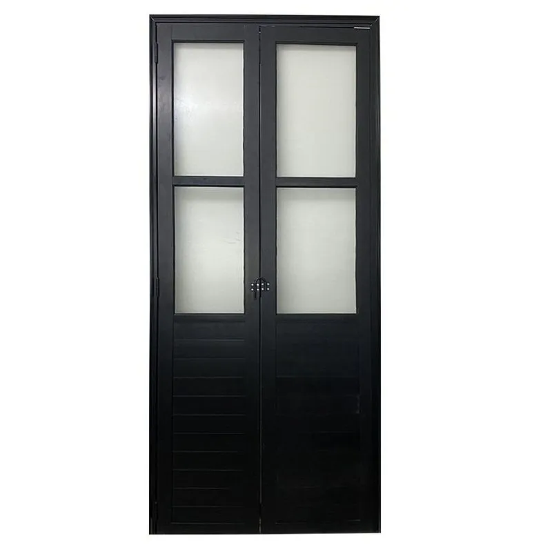 Porta Camarão Lambril Com Vidro Linha Veneza 210x80 Abertura Direita Preto Esquadrias Bergamo Preto