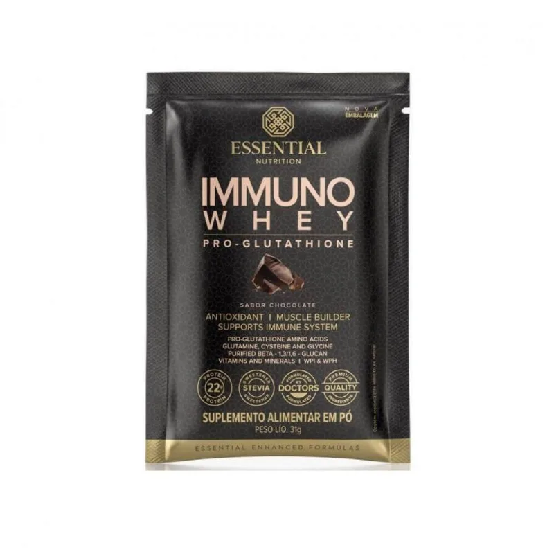 Immuno Whey Pro Glutathione Sachê 25g - Chocolate 31g. - Essential Nutrition
