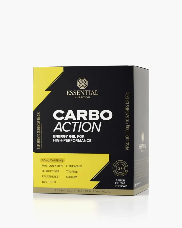 Carbo Action Frutas Tropicais Com Cafeina box 10 Sachês 50g Essential