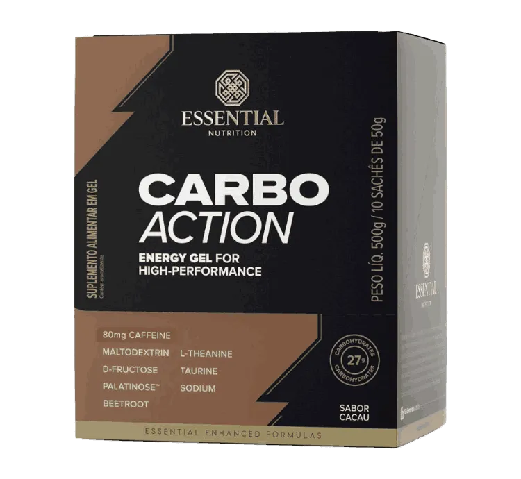 Carbo Action Cacau Com Cafeina box 10 Sachês 50g Essential