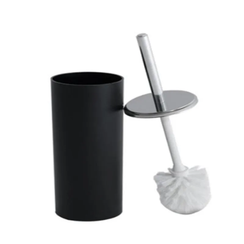 Escova Sanitária Preta Inox Com Suporte De Luxo