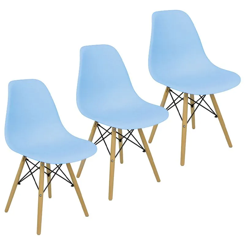 Kit 3 Cadeiras Charles Eames Eiffel Wood Design