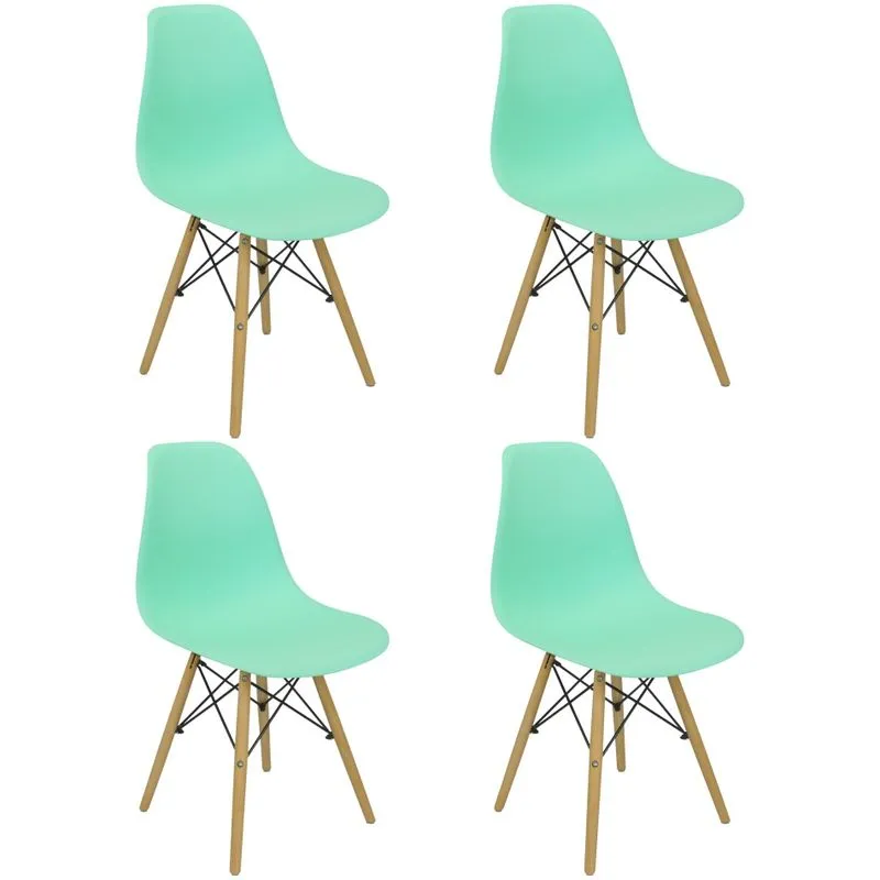 Kit 4 Cadeiras Charles Eames Eiffel Wood Design - Verde Claro