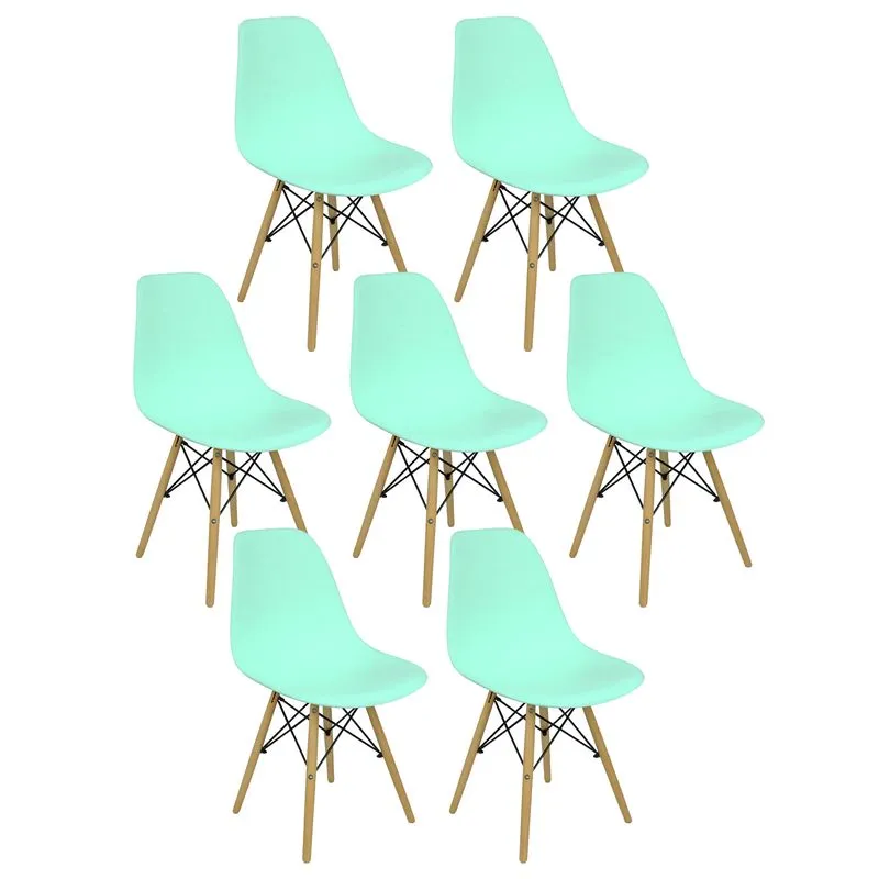 Kit 7 Cadeiras Charles Eames Eiffel Wood Design Verde Claro