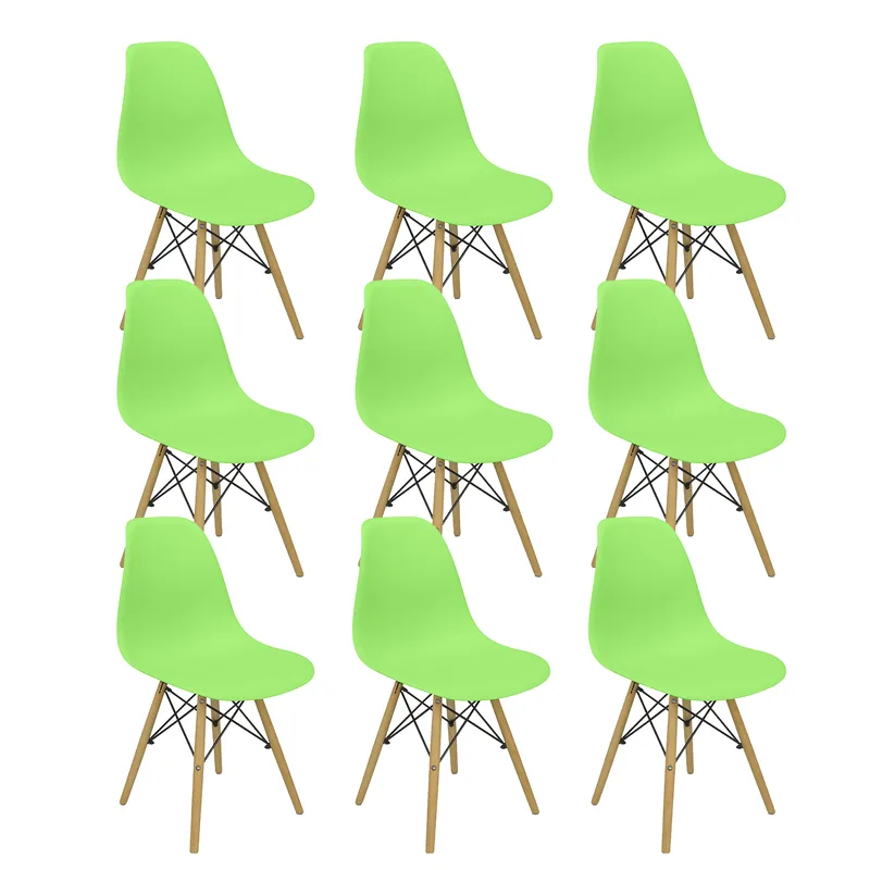 Kit 9 Cadeiras Charles Eames Eiffel Wood Design Verde Claro