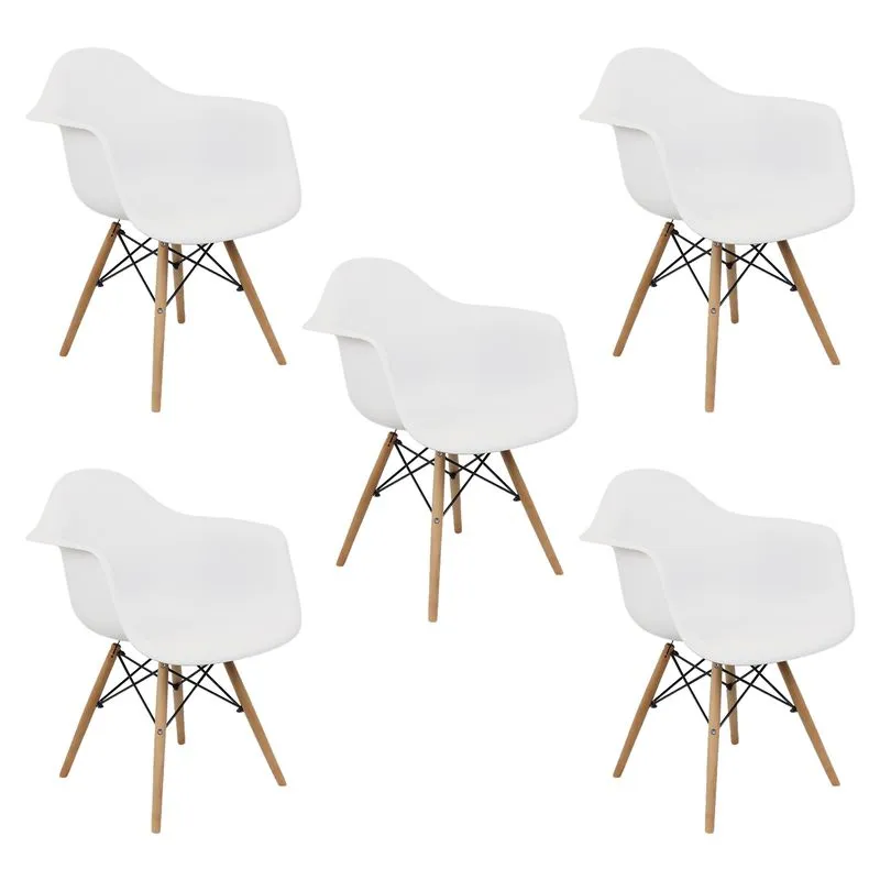 Kit 5 Cadeiras Charles Eames Eiffel Com Braço Preta Branca Bege Outras