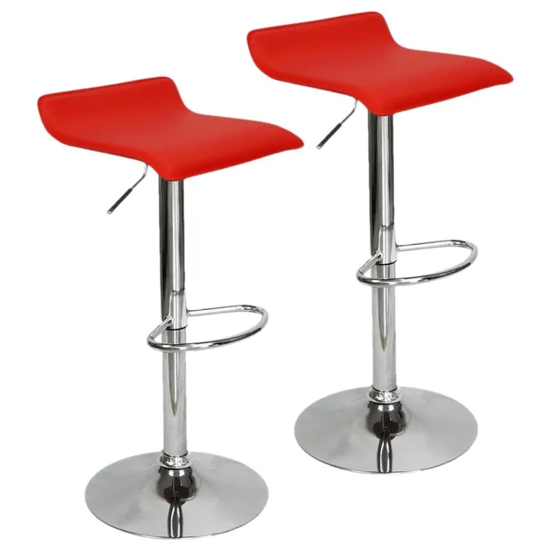 Kit 2 Banquetas Toquio Wave Enzo Belo Horizonte Giratória Com Regulagem - Vermelho Vermelha