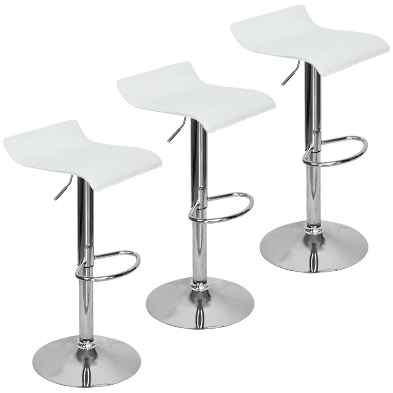 Kit 3 Banquetas Toquio Wave Enzo Belo Horizonte Recouro Giratória C/ Regulagem Branco