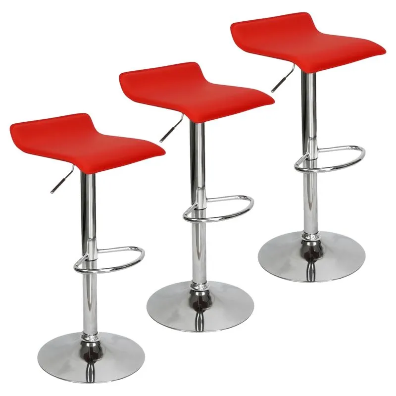 Kit 3 Banquetas Toquio Wave Enzo Belo Horizonte Recouro Giratória C/ Regulagem Vermelho