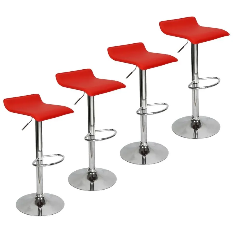 Kit 4 Banquetas Toquio Wave Enzo Belo Horizonte Giratória Com Regulagem - Vermelho Vermelho