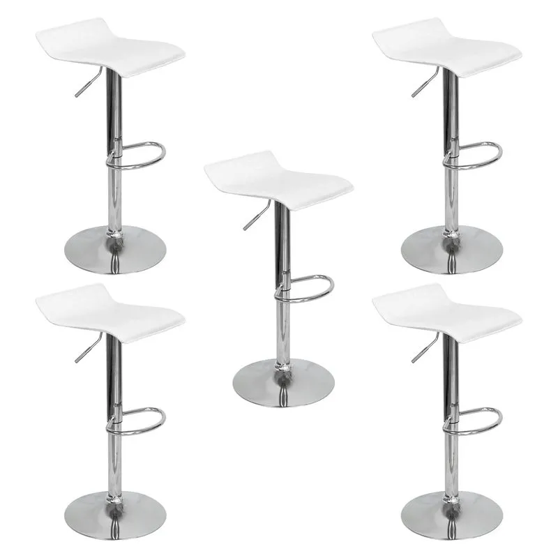 Kit 5 Banquetas Toquio Wave Enzo Belo Horizonte Recouro Giratória C/ Regulagem Branco