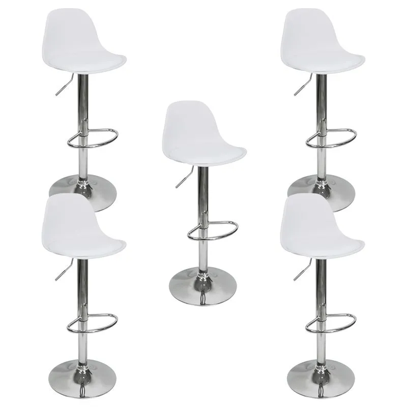 Kit 5 Banquetas Joly Luisa Eames Saarinen Base Giratória Cromada - Branca