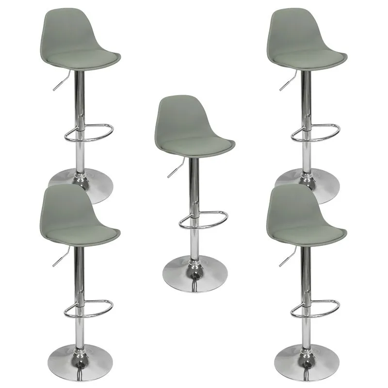 Kit 5 Banquetas Joly Luisa Eames Saarinen Base Giratória Cromada - Cinza