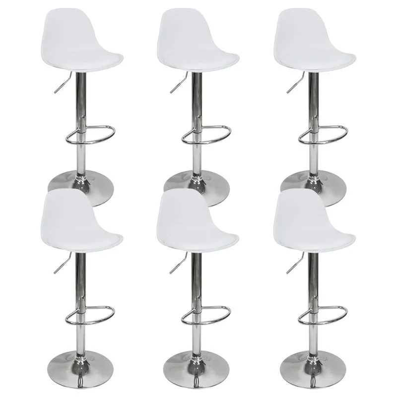 Kit 6 Banquetas Joly Luisa Eames Saarinen Base Giratória Cromada - Branca