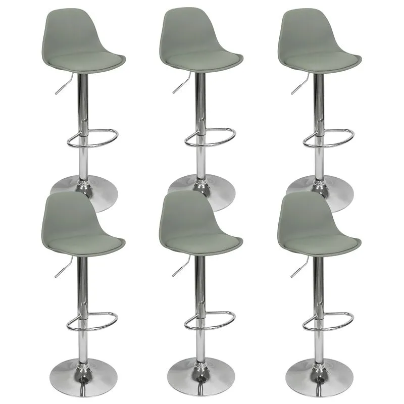 Kit 6 Banquetas Joly Luisa Eames Saarinen Base Giratória Cromada - Cinza