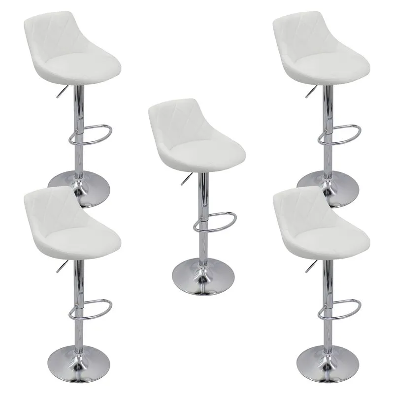 Kit 5 Banquetas Milano Carmel Estofada Giratória C/ Regulagem - Branco