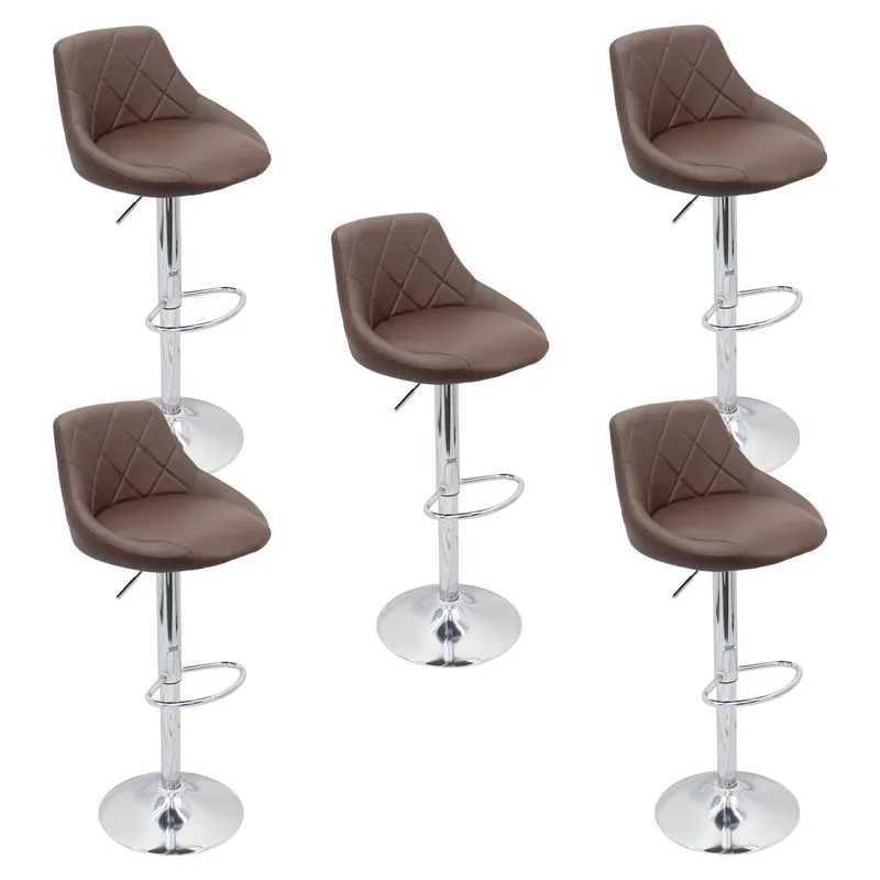 Kit 5 Banquetas Milano Carmel Estofada Giratória C/ Regulagem - Café