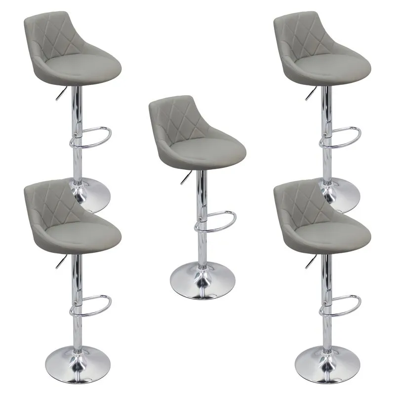 Kit 5 Banquetas Milano Carmel Estofada Giratória C/ Regulagem - Cinza