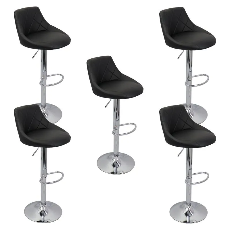 Kit 5 Banquetas Milano Carmel Estofada Giratória C/ Regulagem - Preto
