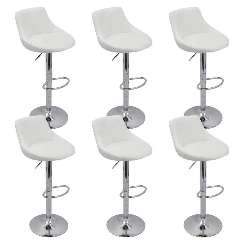 Kit 6 Banquetas Milano Carmel Estofada Giratória C/ Regulagem - Branco