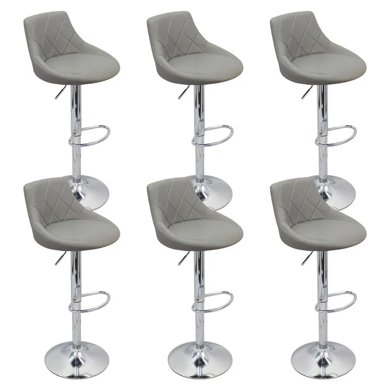Kit 6 Banquetas Milano Carmel Estofada Giratória C/ Regulagem - Cinza