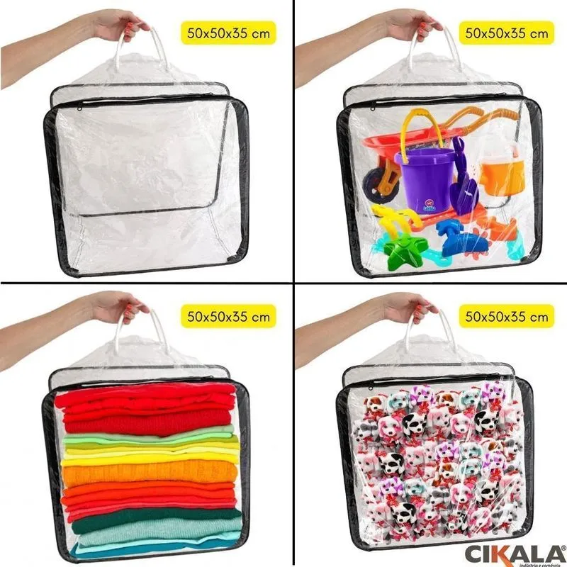 Bolsa Transparente 50x50x35cm Pvc Alça Transporte