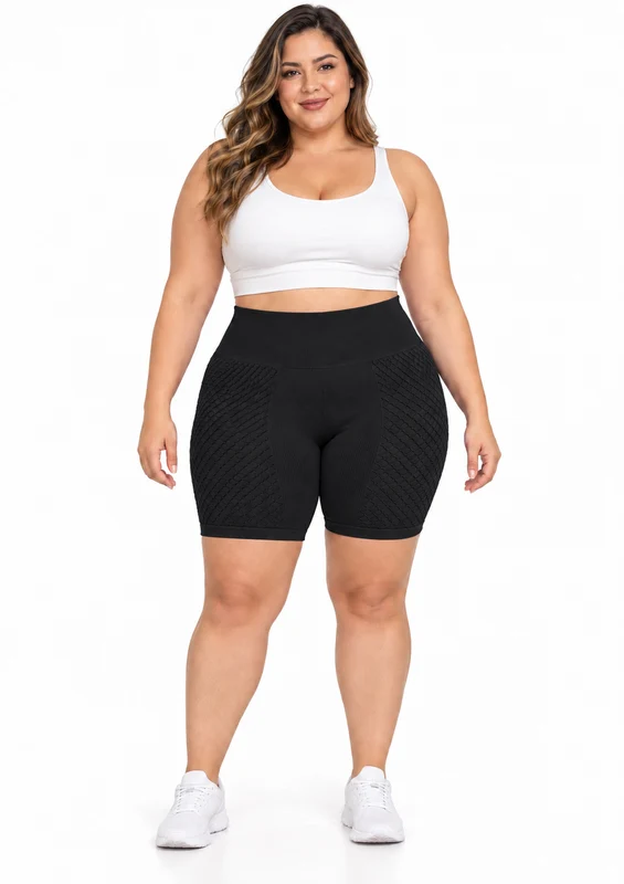Bermuda Fitness Sem Costura Plus Size Feminino Zee Rucci - Preto G3