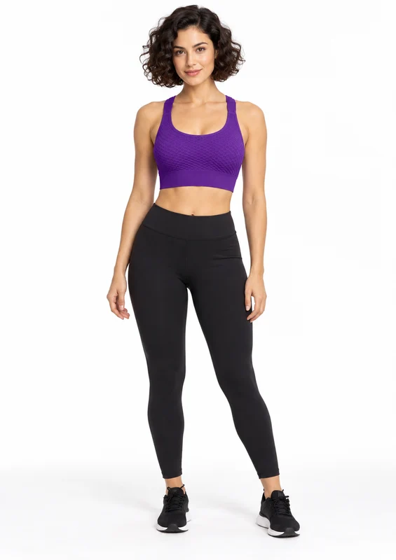 Top Fitness Jacquard com Bojo Removível Sem Costura Feminino Zee Rucci - Roxo G3