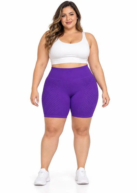 Bermuda Fitness Sem Costura Plus Size Feminino Zee Rucci - Roxo G3