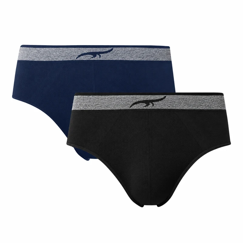 Kit com 2 Cuecas Slip Sem Costura Masculino Zee Rucci - Preto e Navy P