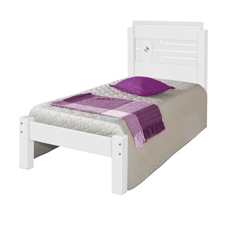 Cama De Solteiro Livia Branco/Lilás – Carmolar Móveis