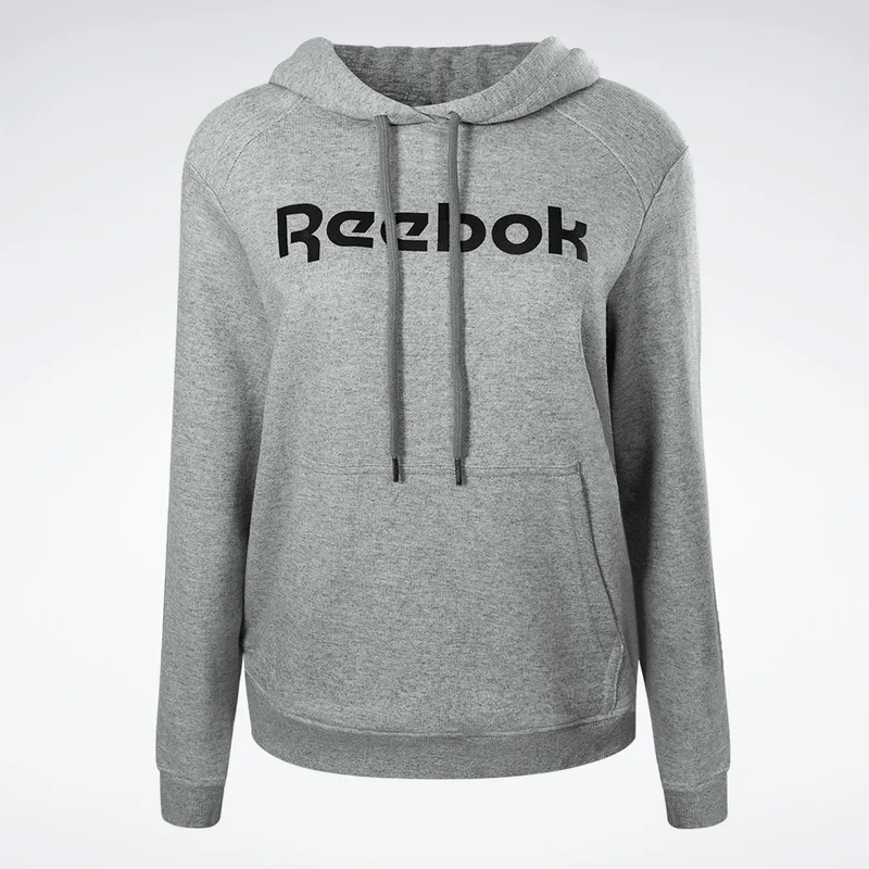 Blusa Reebok Big Logo Linear com Capuz Feminina Cinza mescla - P