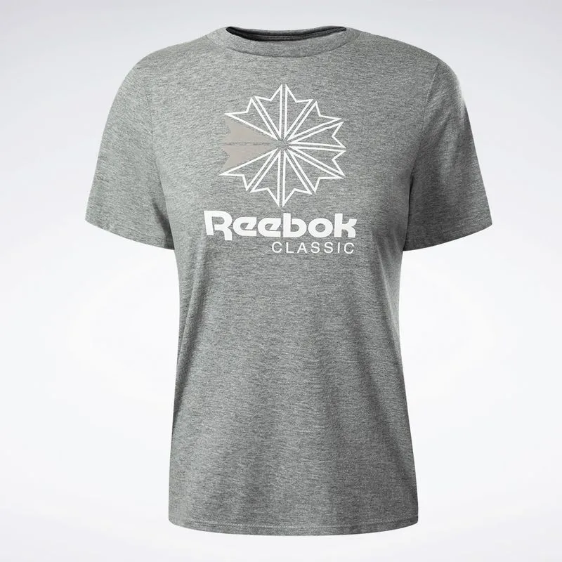 Camiseta Reebok Star Crest Logo Feminina Cinza claro - P