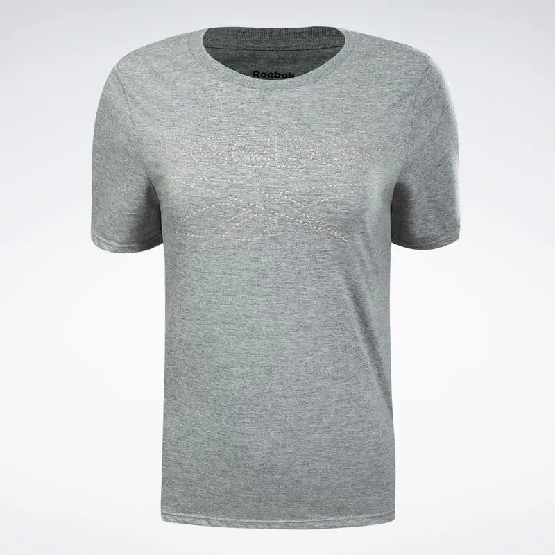 Camiseta Reebok CL Logo Feminina Cinza - M
