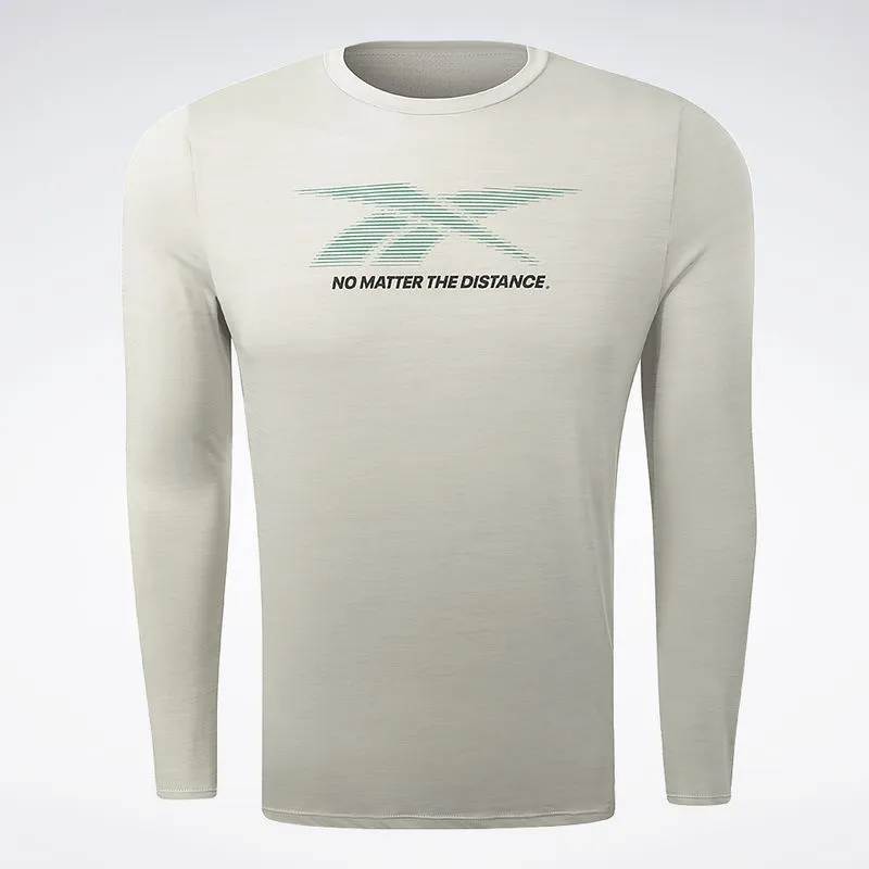 Camiseta Reebok Manga Longa Race Print Masculina Cinza claro - M