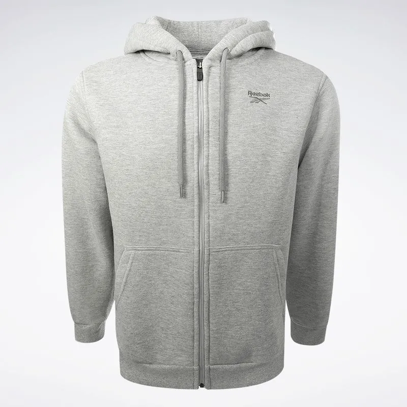 Jaqueta reebok logo com capuz masculina Cinza mecla - GG