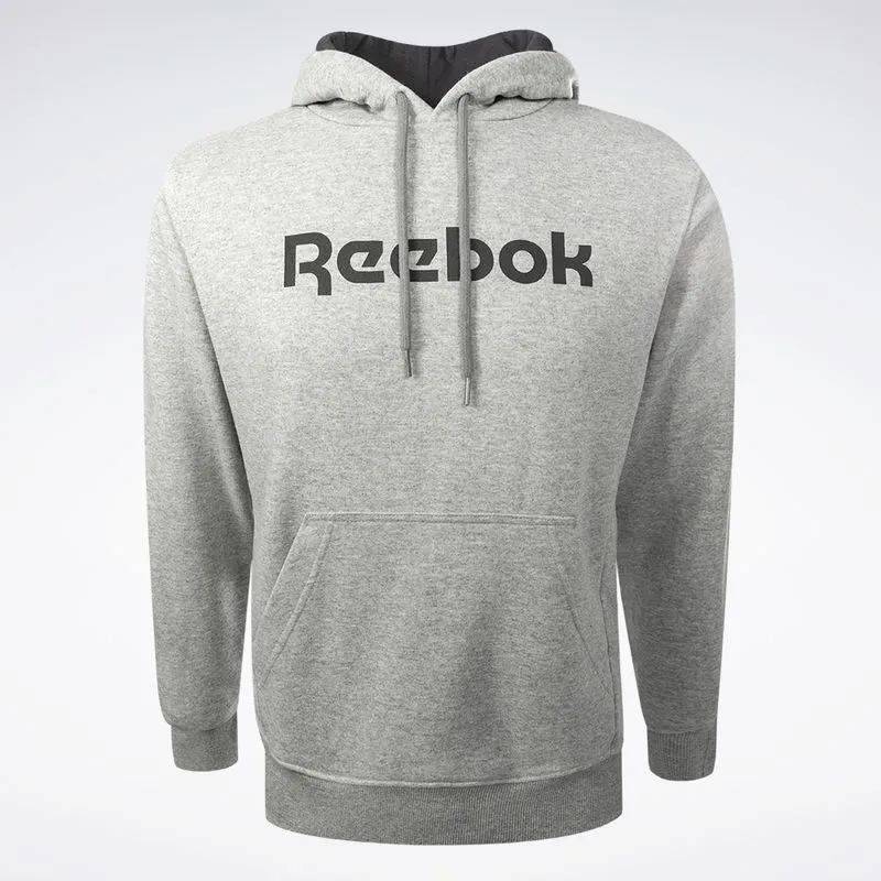 Blusa Reebok Big logo linear com Capuz Masculina Cinza mescla - P
