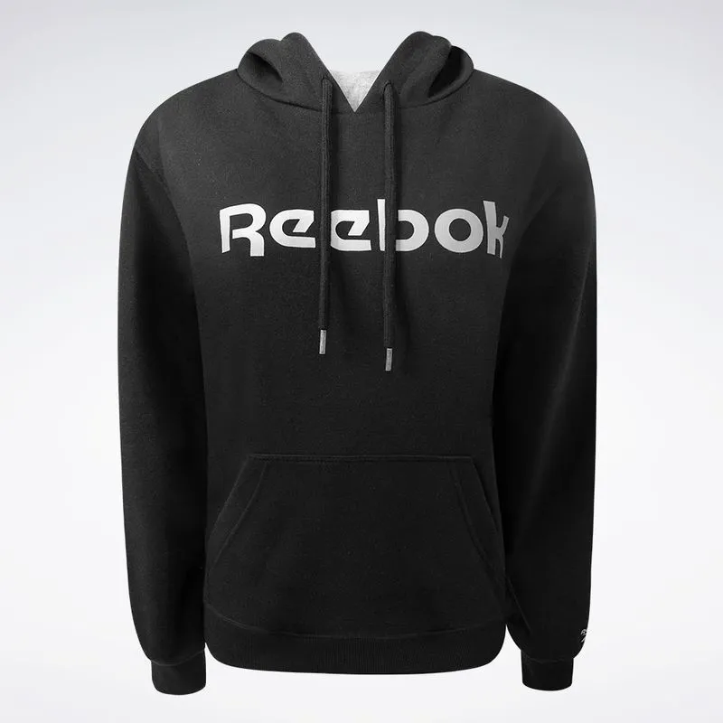 Blusa Reebok Big logo linear com Capuz Masculina Preto - G