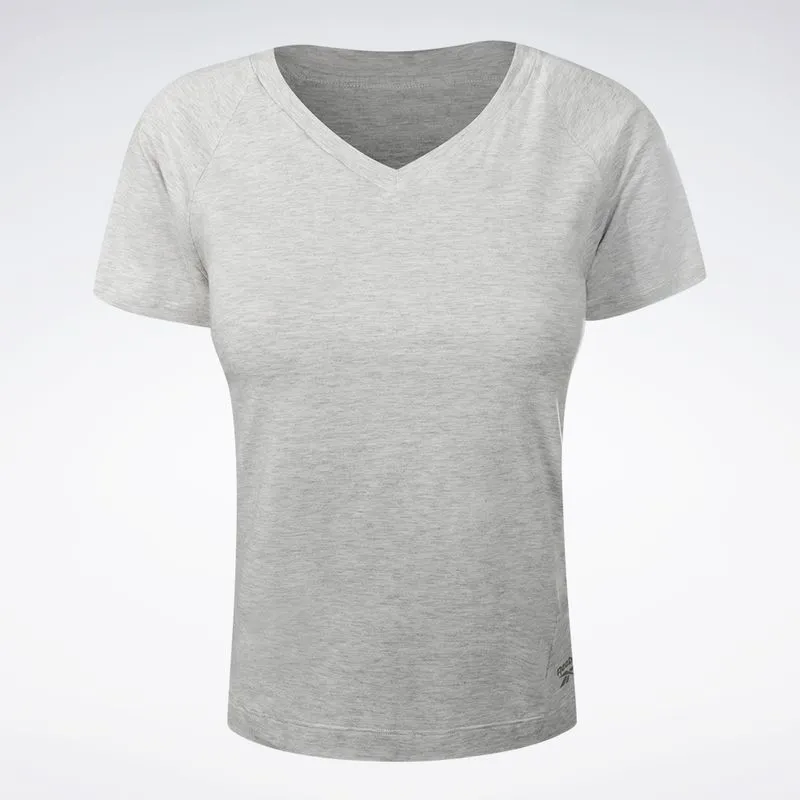 Camiseta Reebok Essential V Feminina Cinza claro - M