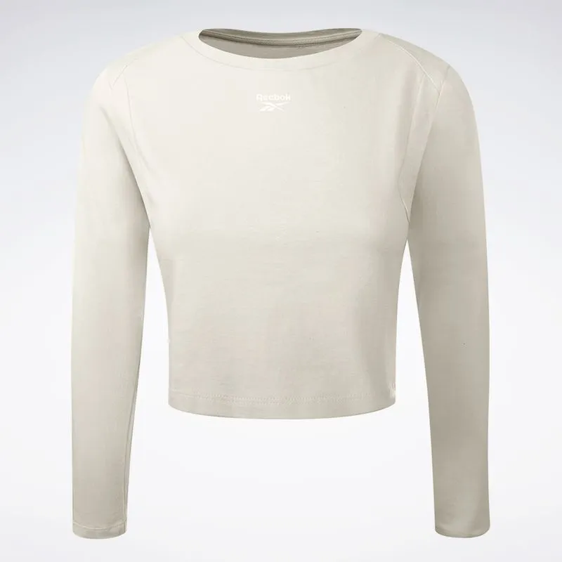 Camiseta Reebok Manga Longa Young Cropped Feminina Off White - P