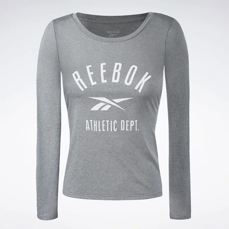 Camiseta Reebok Functional Print Feminina Cinza mescla - G