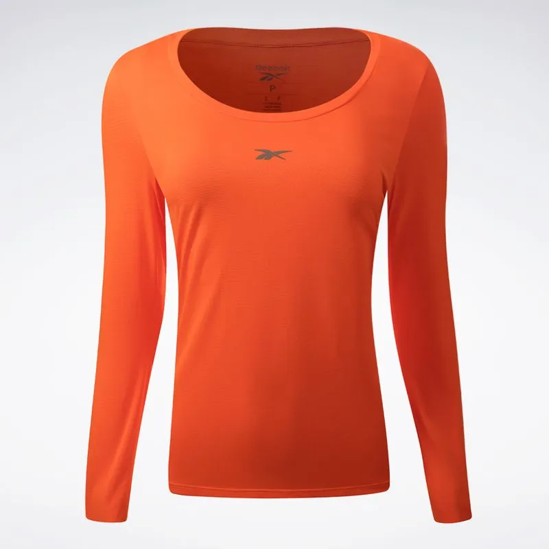 Camiseta Reebok Manga Longa Workout Feminina Laranja - P
