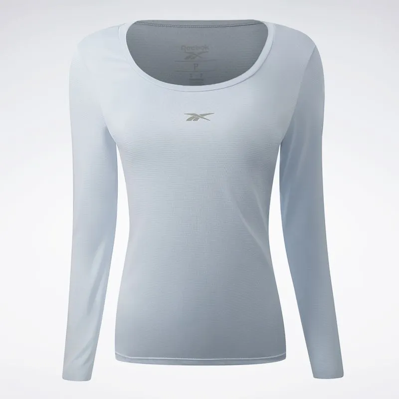 Camiseta Reebok Manga Longa Workout Feminina Azul - M