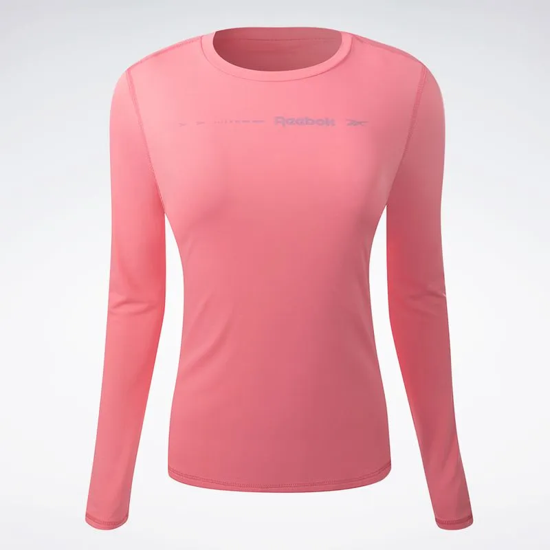 Camiseta Reebok Manga Longa Active Print Feminina Rosa - M