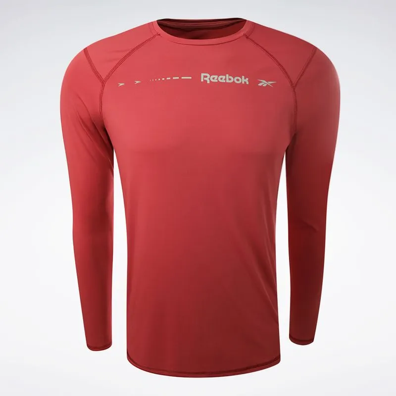 Camiseta Reebok Manga Longa Energy Print Masculina Marsala - M