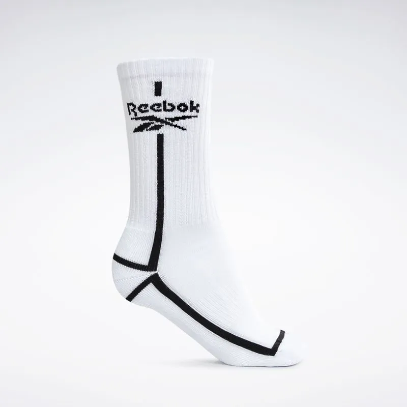 Meia Reebok Cano Alto Canelada Unissex Branco - P