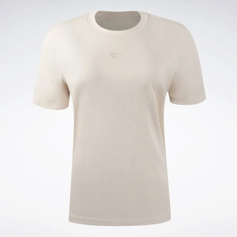 Camiseta Reebok Logo Over Feminina Bege - G