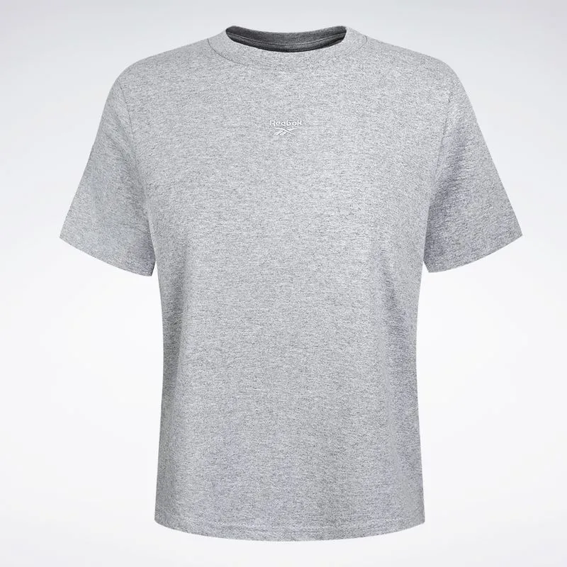 Camiseta Reebok Logo Over Feminina Cinza mescla - P