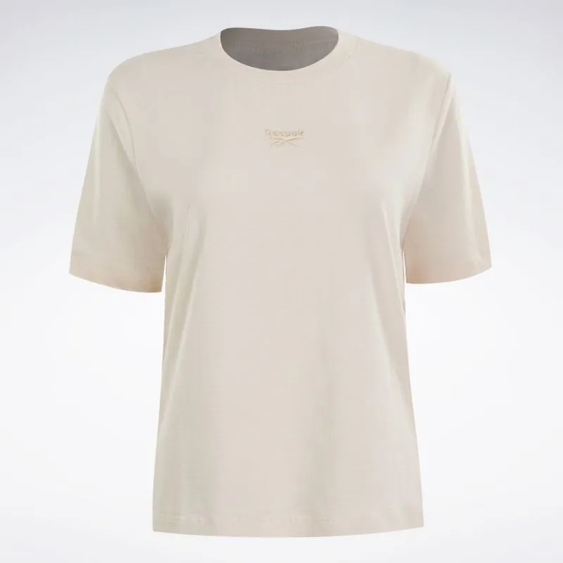 Camiseta Reebok Logo Cropped Feminina Bege - G