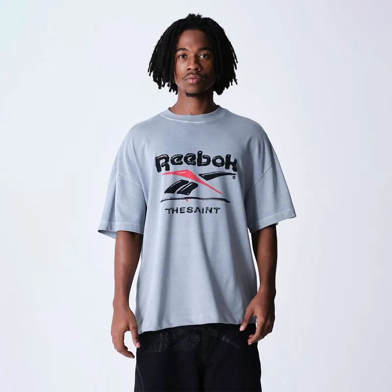 Camiseta Reebok & Thesaint T-Shirt Wide Boxy Brand Masculina Cinza - GG